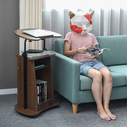 Height-adjustable computer desk, standing and movable.